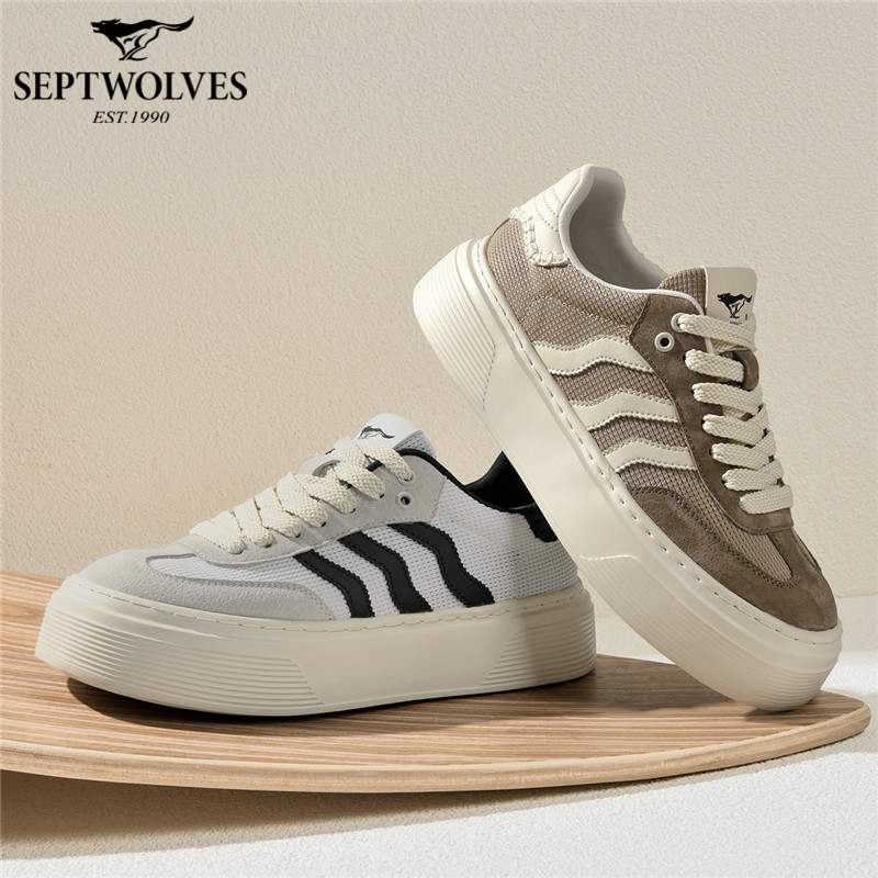 七匹狼男鞋增高布鞋爆款休闲鞋透气网面鞋韩版百搭薄潮鞋白鞋板鞋商品图