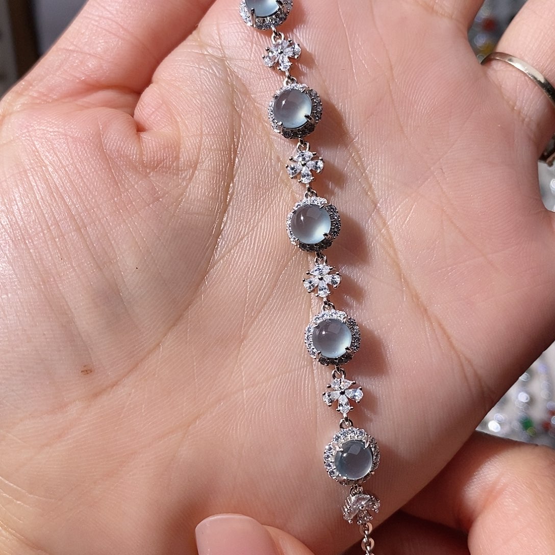 翡翠银S925镶嵌手链