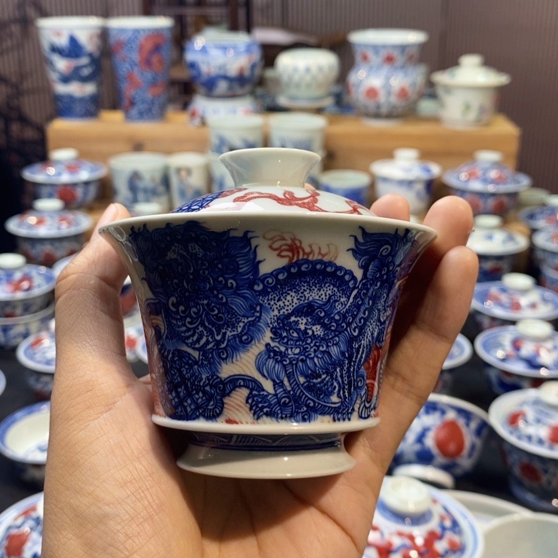 微瑕狮子滚绣球盖碗盖碗盖碗盖碗