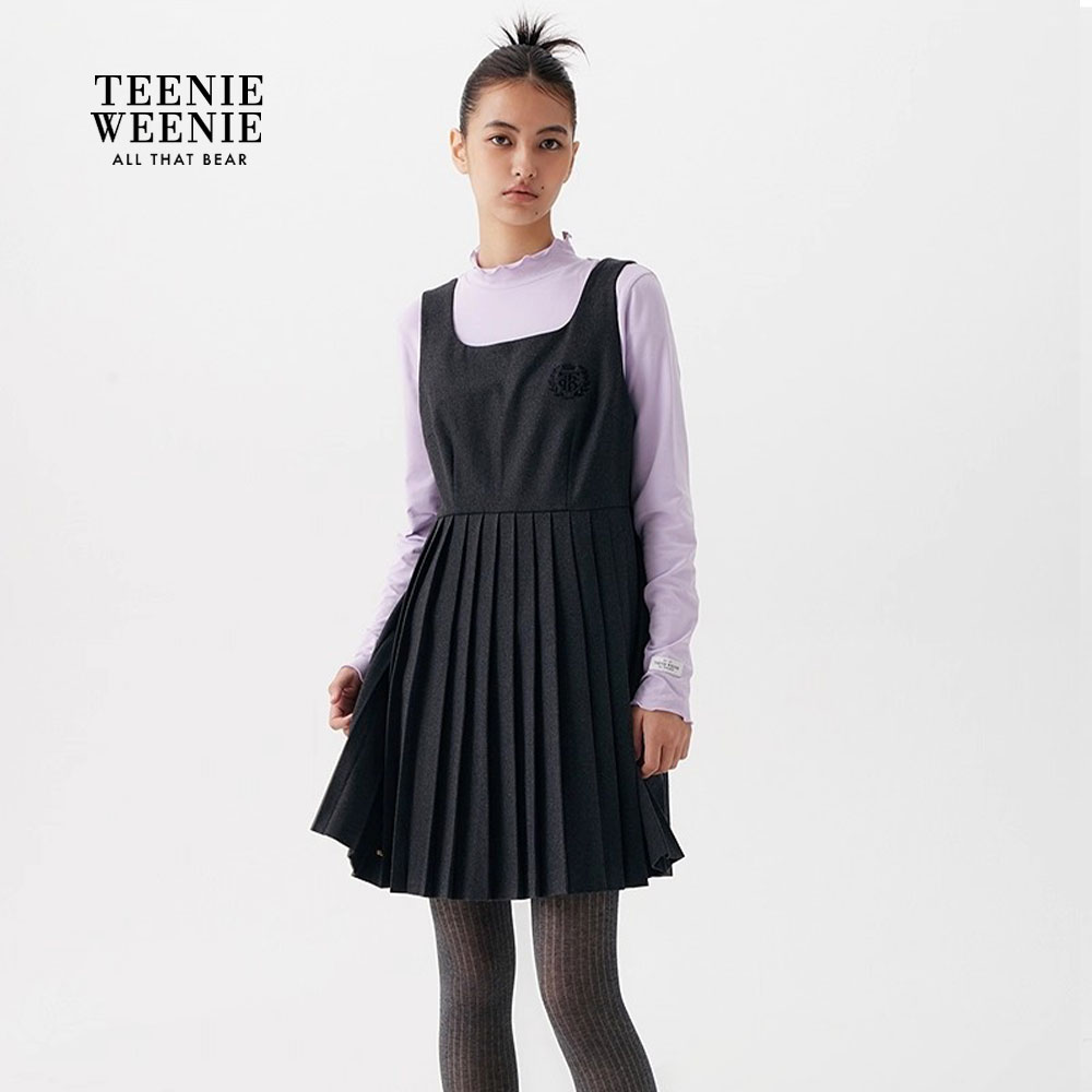 TeenieWeenie小熊25秋季新款气质潮流舒适格纹背心裙TTOW258TCAB