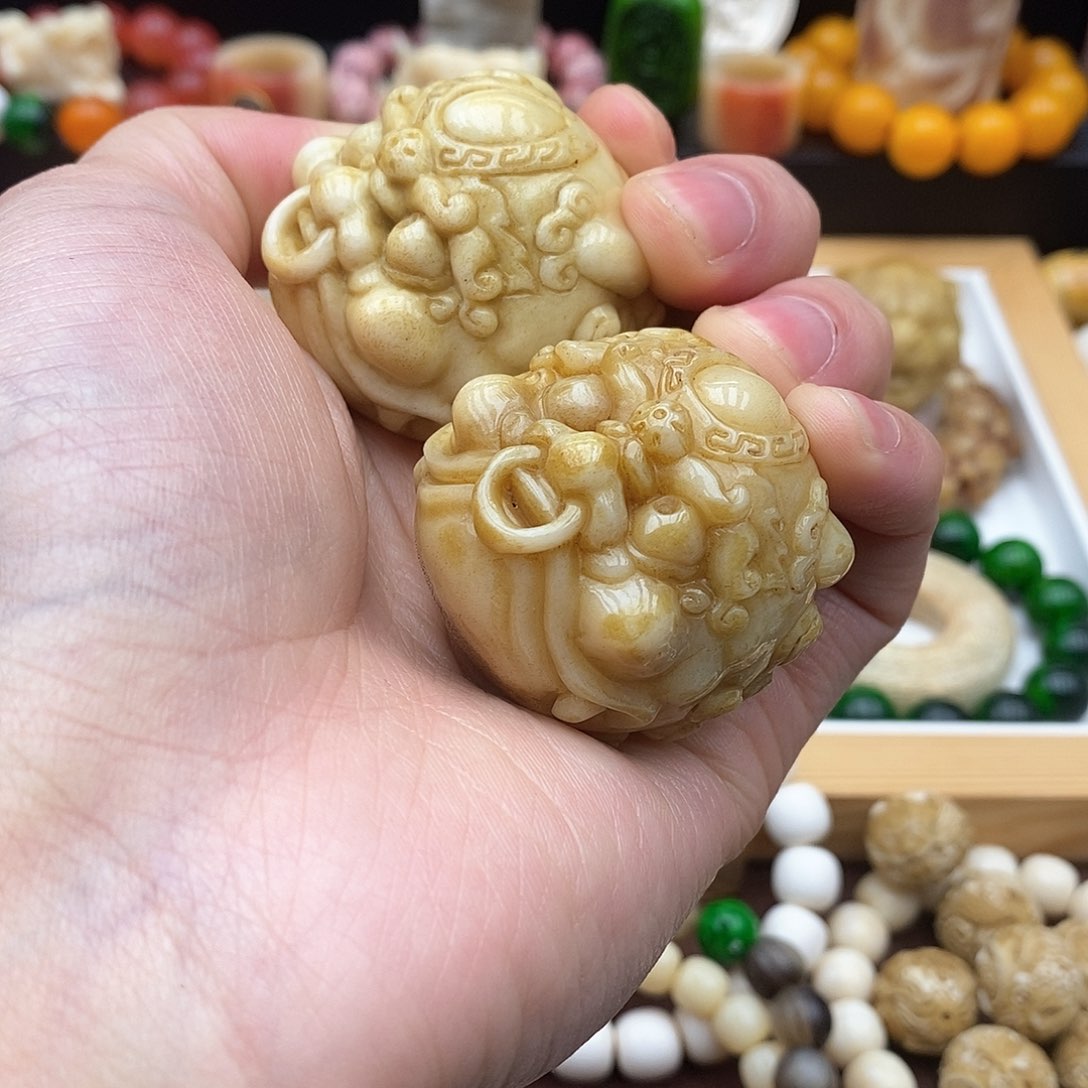 驼骨手串/手链鹿角根付手把球