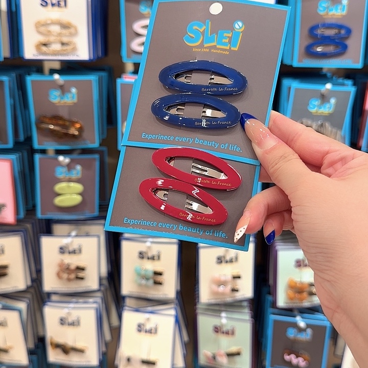 红色蓝色椭圆醋酸掰掰夹各一对