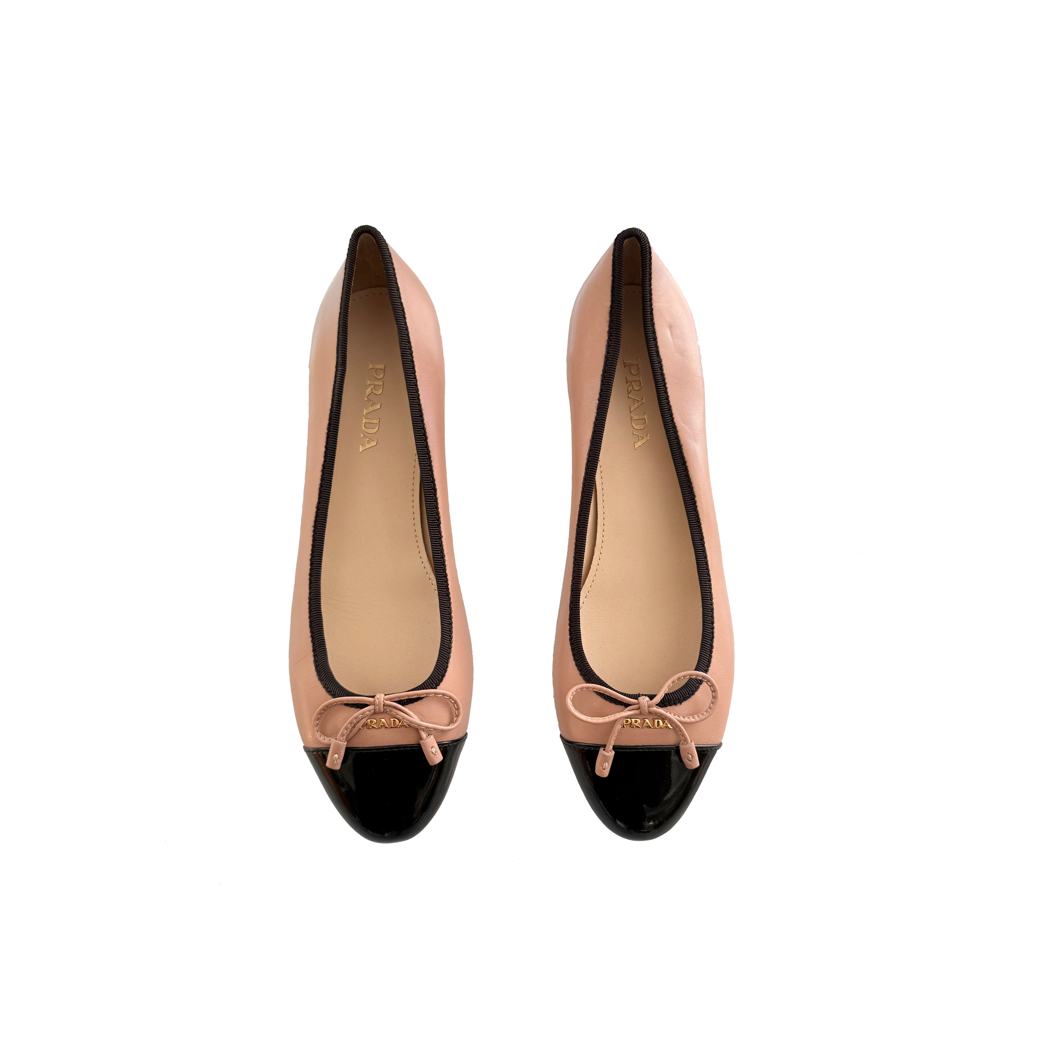 Prada/普拉达 经典拼接蝴蝶结拼色芭蕾舞鞋单鞋女鞋