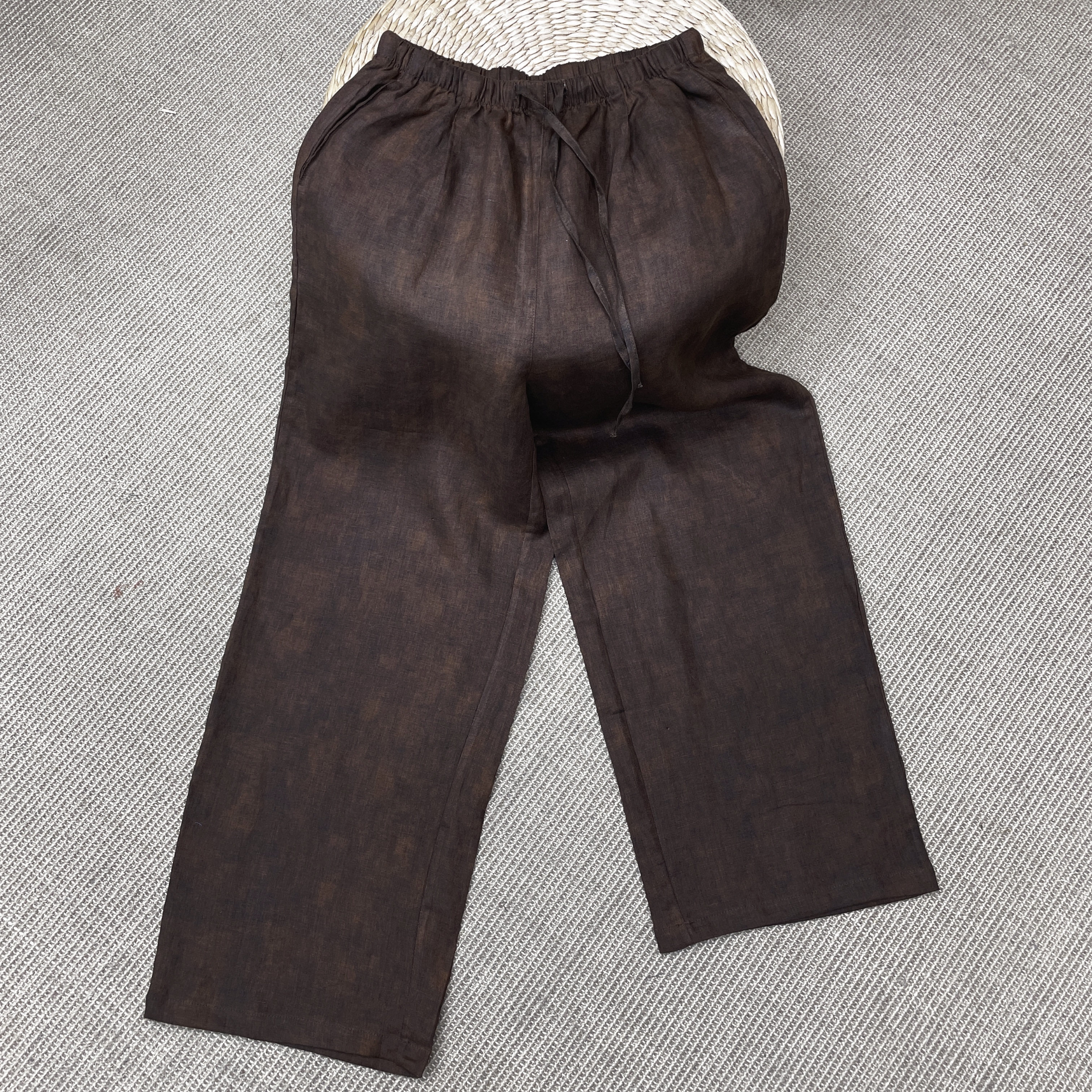 【麻布情结】香云亚麻气质直筒裤 鎏金棕