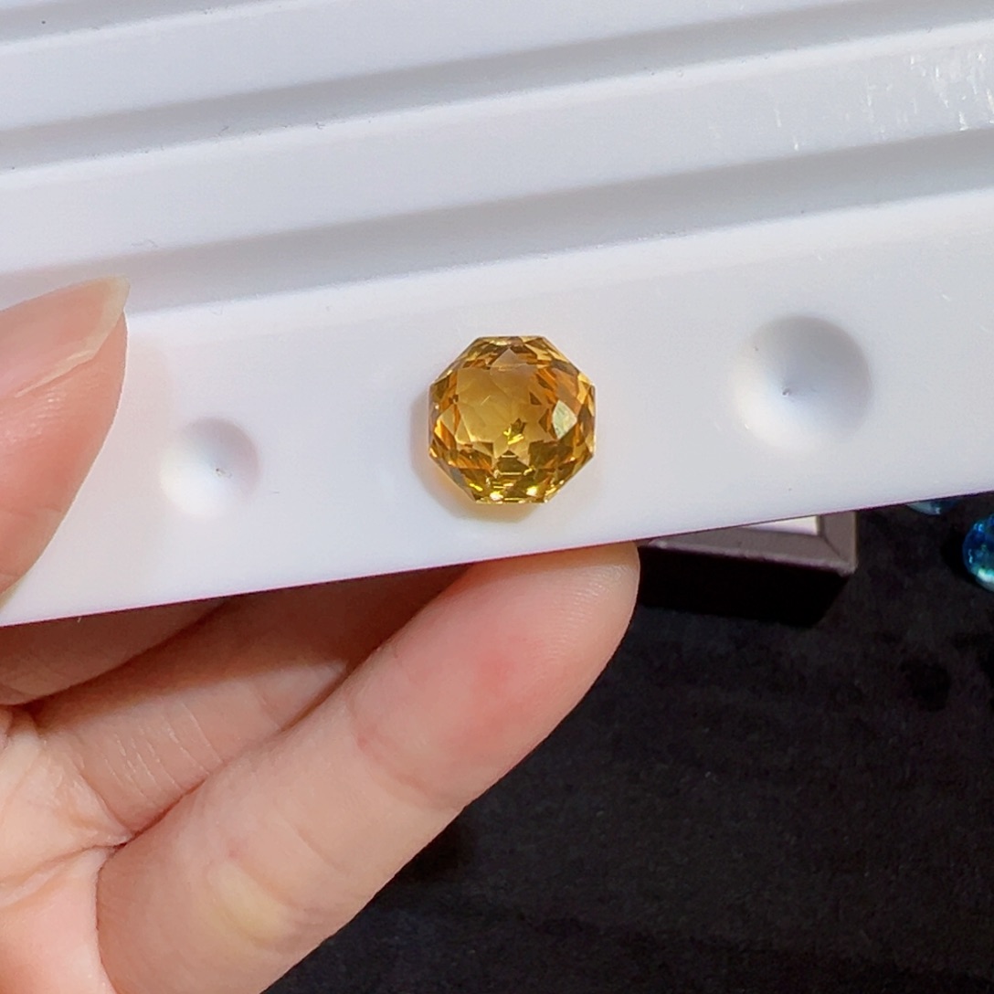 裸石银S925镶嵌黄晶3.55ct玫瑰切