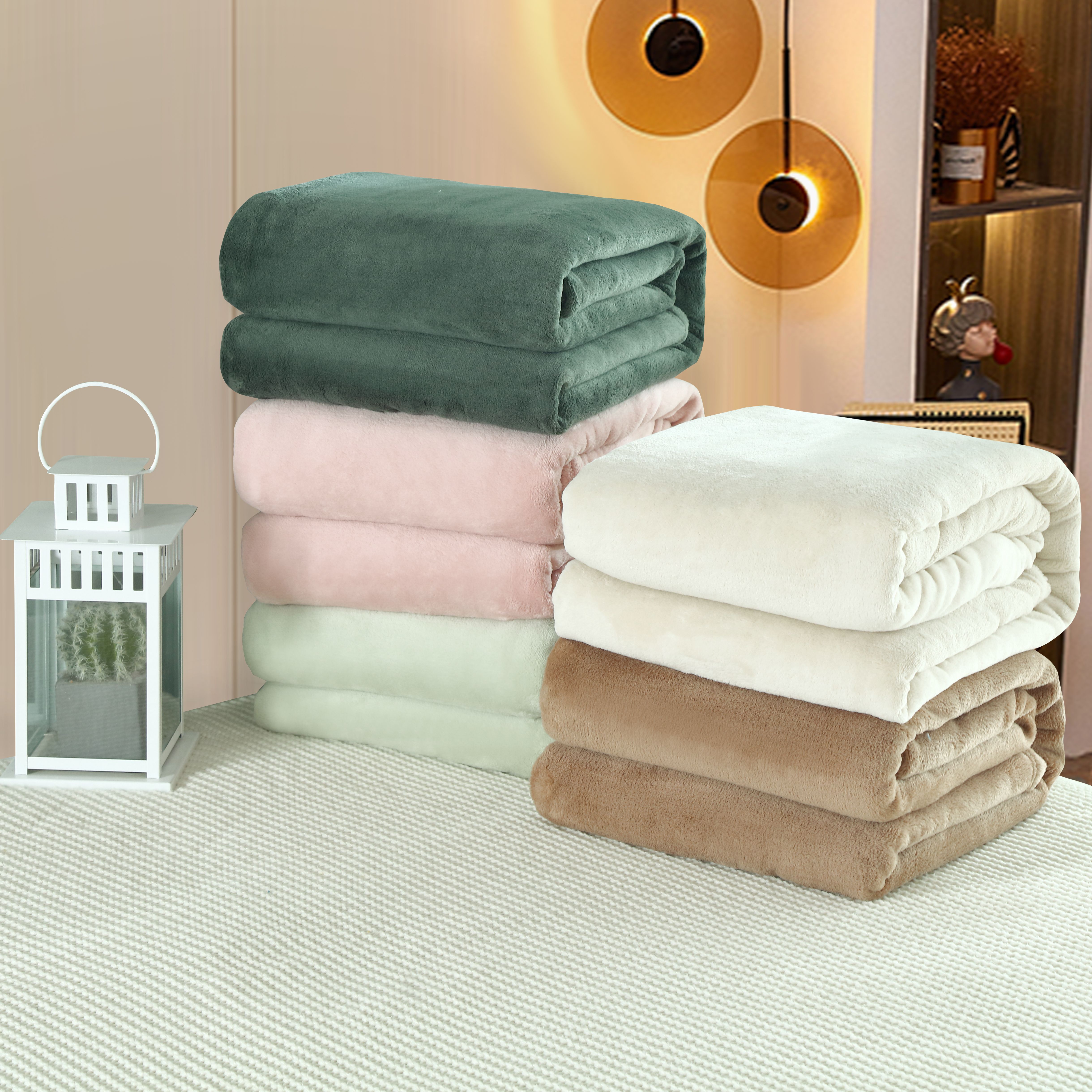 外贸大盖毯双岛纯色法兰绒床盖床铺 午休毯  沙发铺