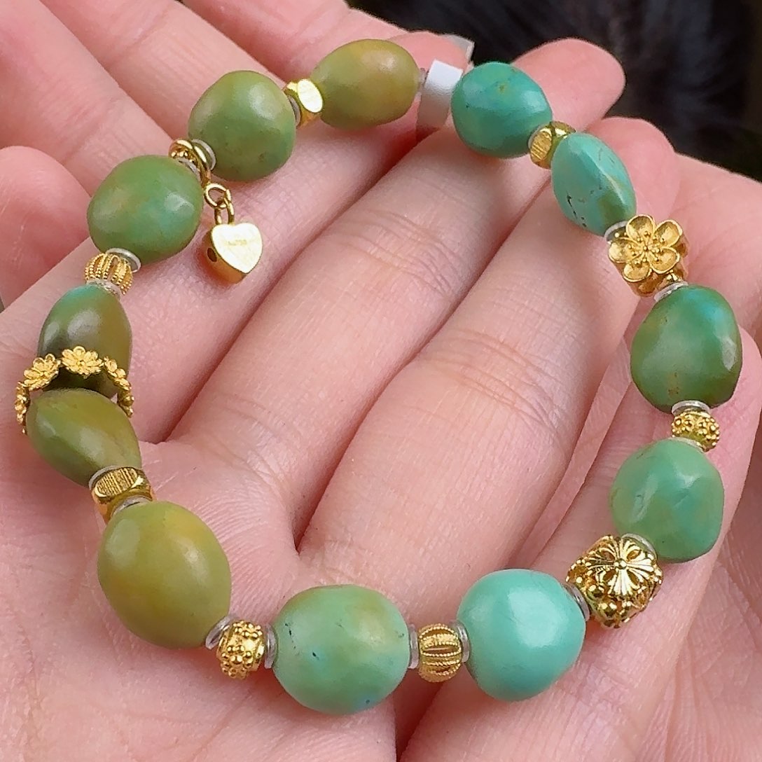 绿松石珠宝奇石18K金镶嵌