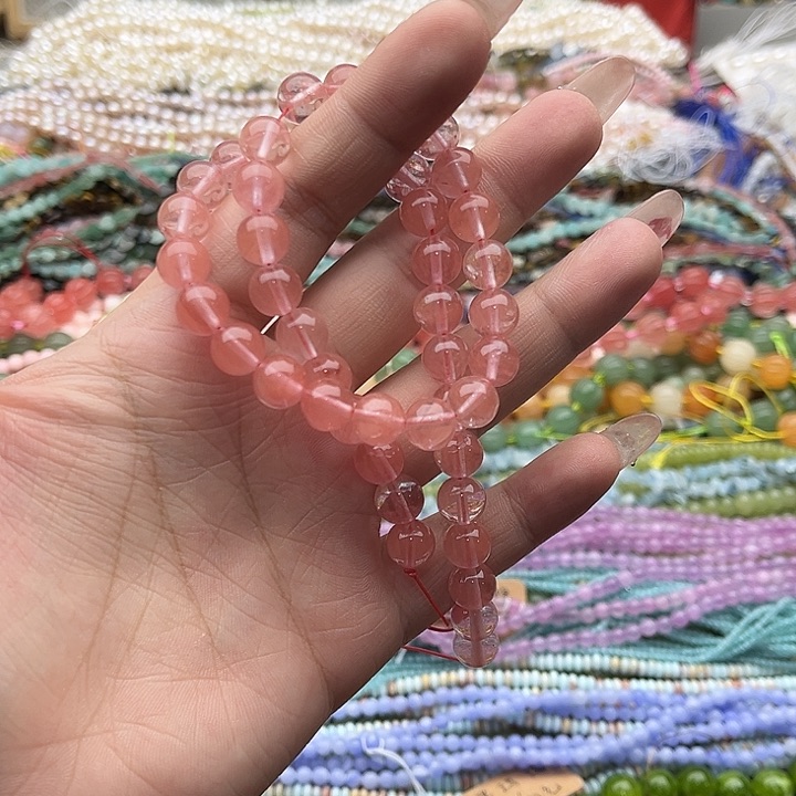 玛瑙/玉髓珠宝半成品未镶嵌一条8mm左右西瓜晶珠