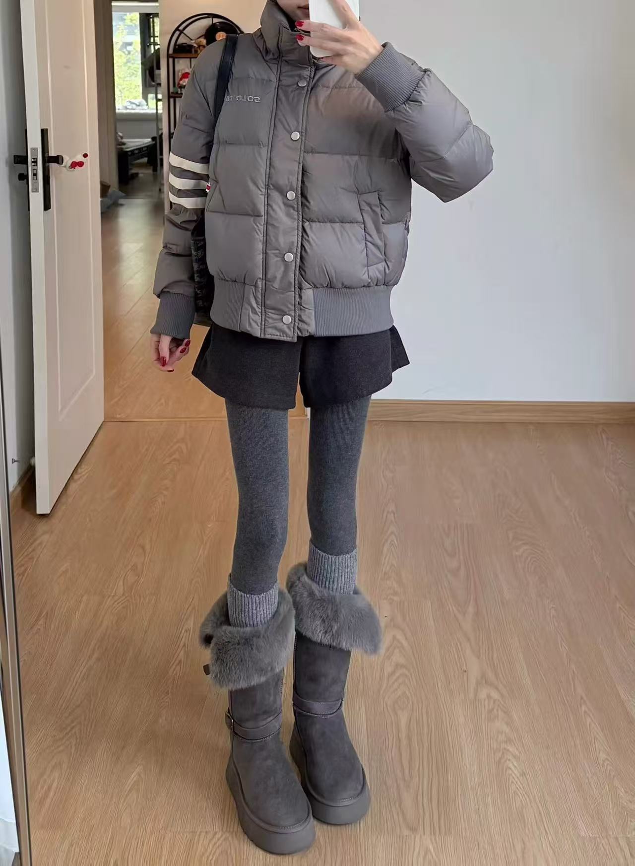 新版韩版超A短裤毛呢西装裤高腰显瘦宽松靴裤秋冬加厚休闲裤