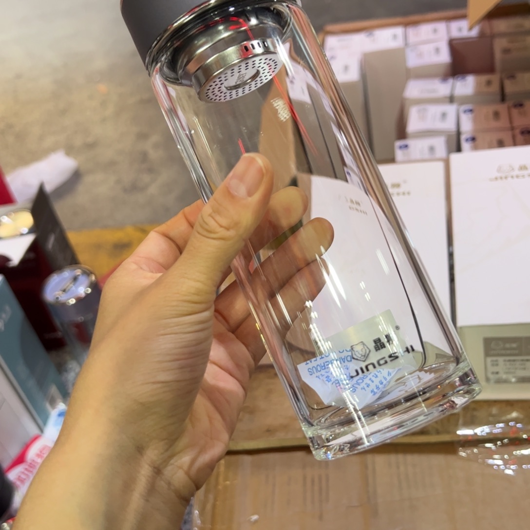 晶单层烫手玻璃杯510提环灰色玻璃杯510