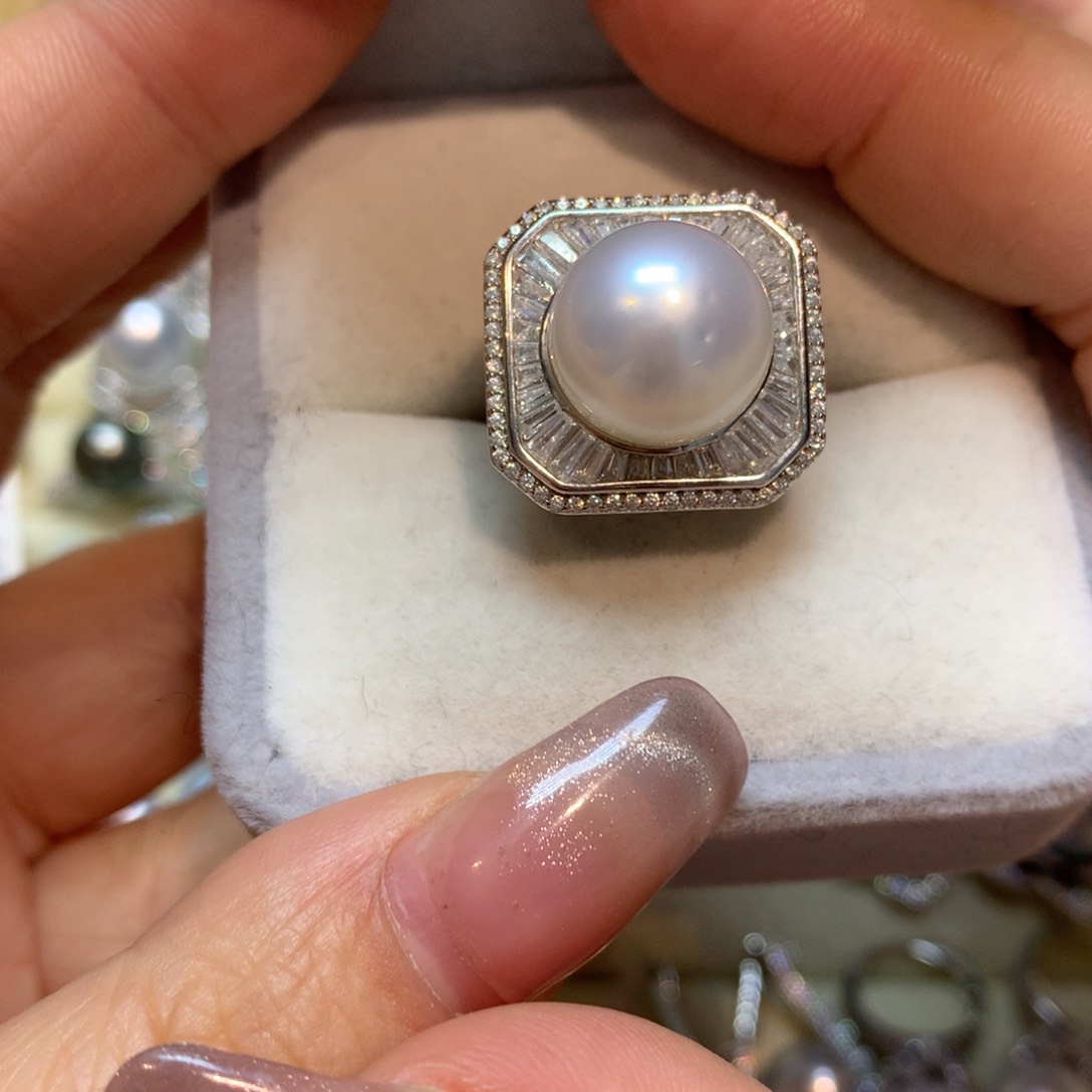 海水珍珠戒指银S925镶嵌