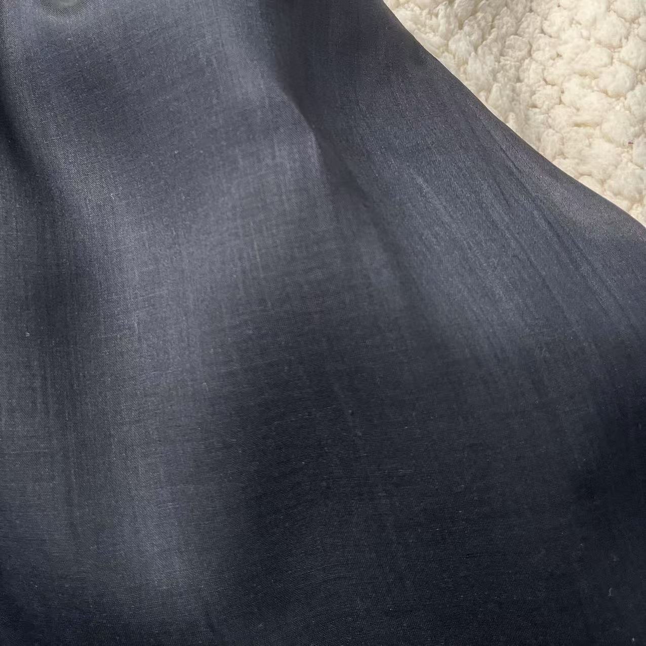 【绒兰】100支水洗纯苎麻服装面料 22号 黑色