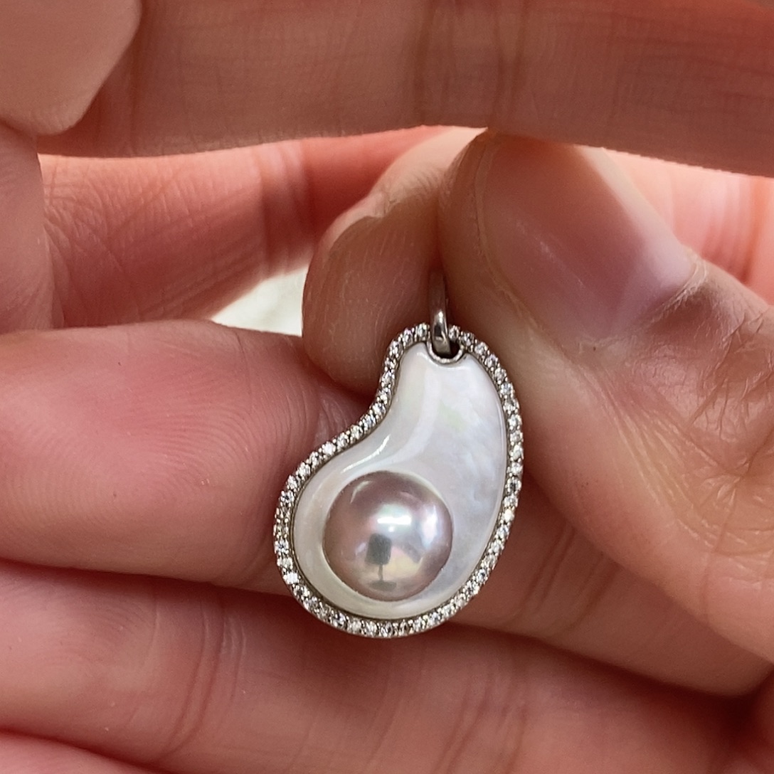 海水珍珠吊坠(不含链)银S925镶嵌