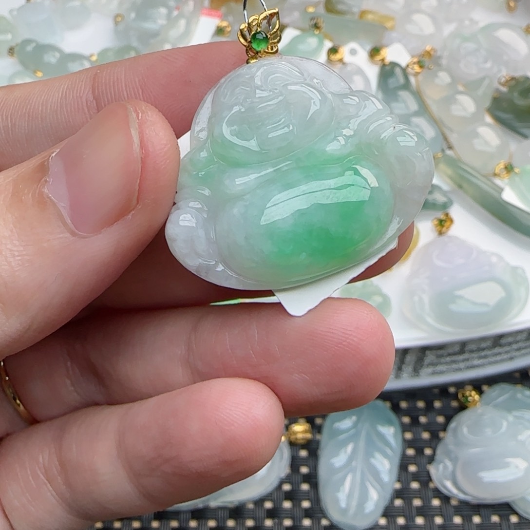 【闪购商品】翡翠吊坠(不含链)18K金镶嵌佛公