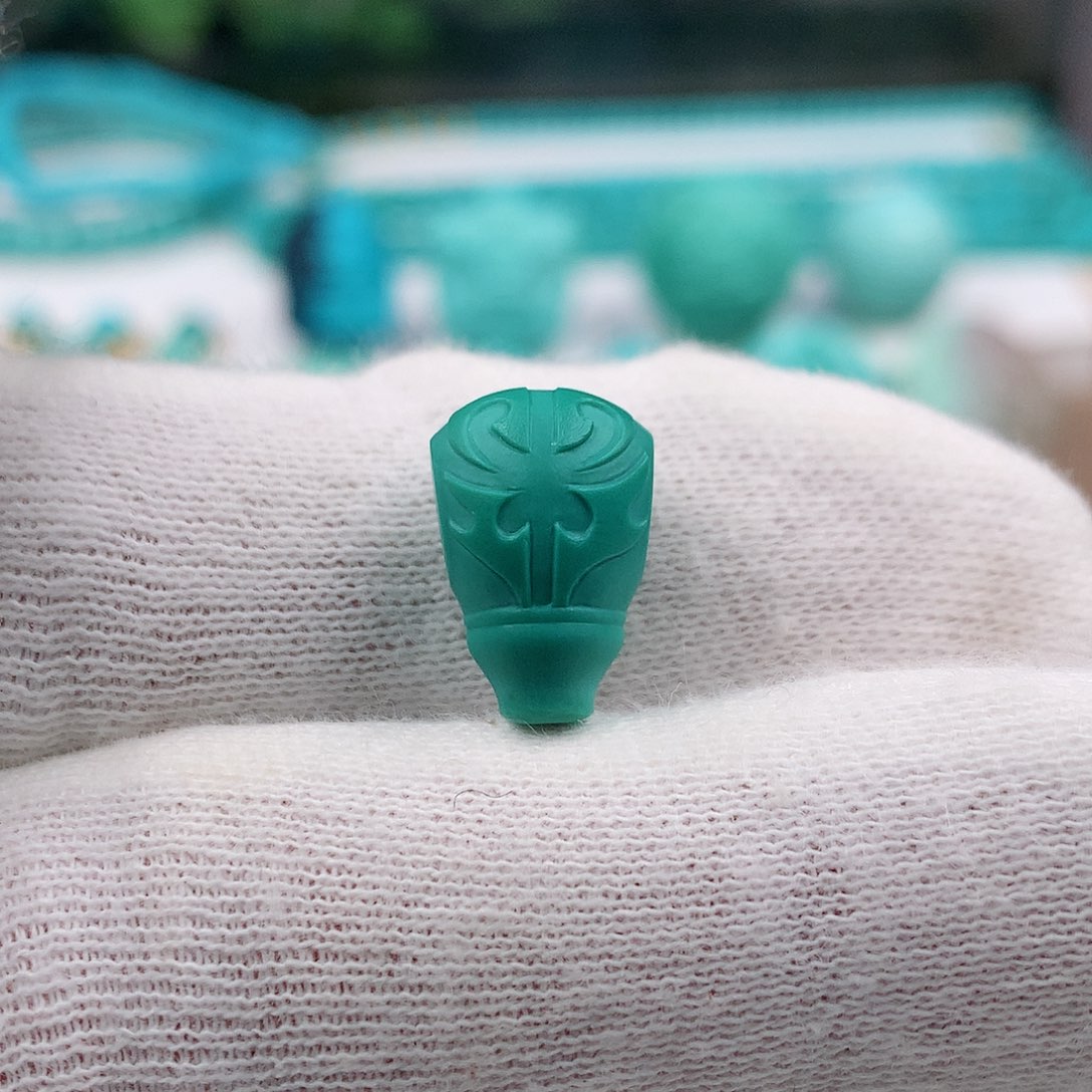 绿松石博古纹三通9.8mm未镶嵌