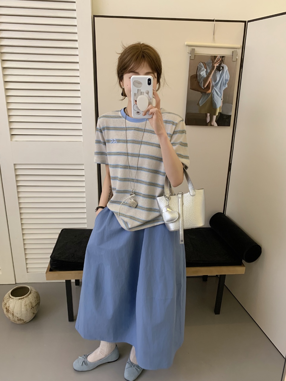 【夏季新款】女士圆领条纹撞色短袖T恤81771