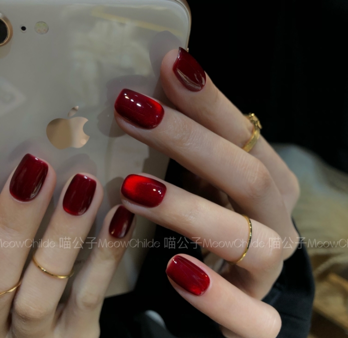 【红玛瑙】纯手工穿戴甲可拆卸美甲光疗甲  