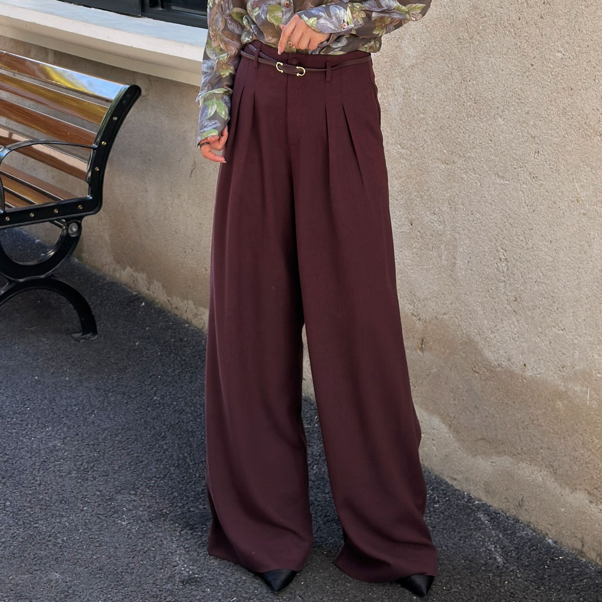 MUBINE 秋季爆款时尚洋气设计感高腰显瘦直筒裤 25201