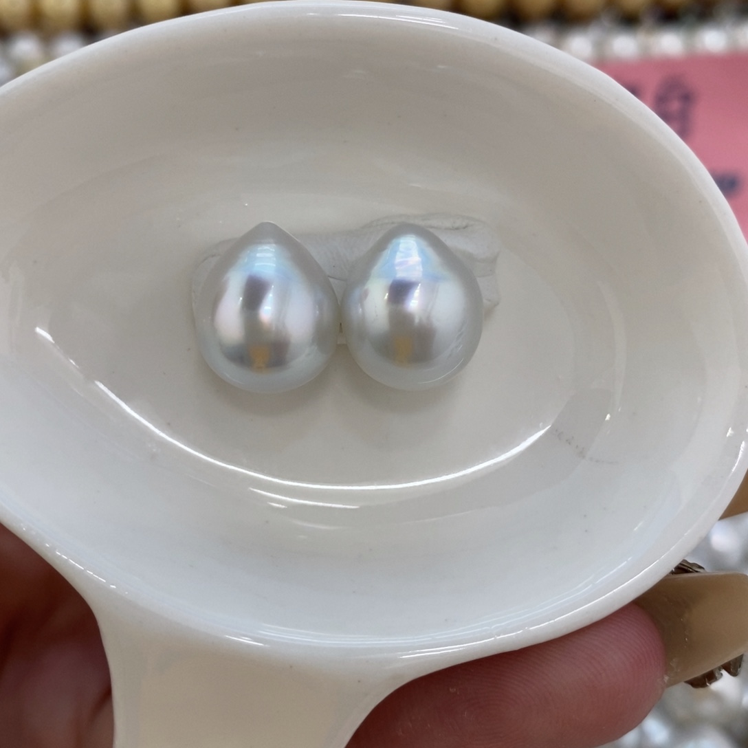 裸珠海水珍珠澳白银蓝水滴11+