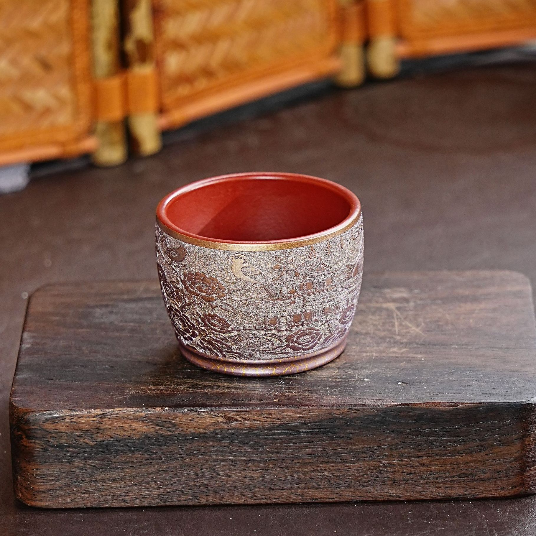 【2242喜上眉梢杯】宜兴原矿紫砂手工制作喜上眉梢手绘