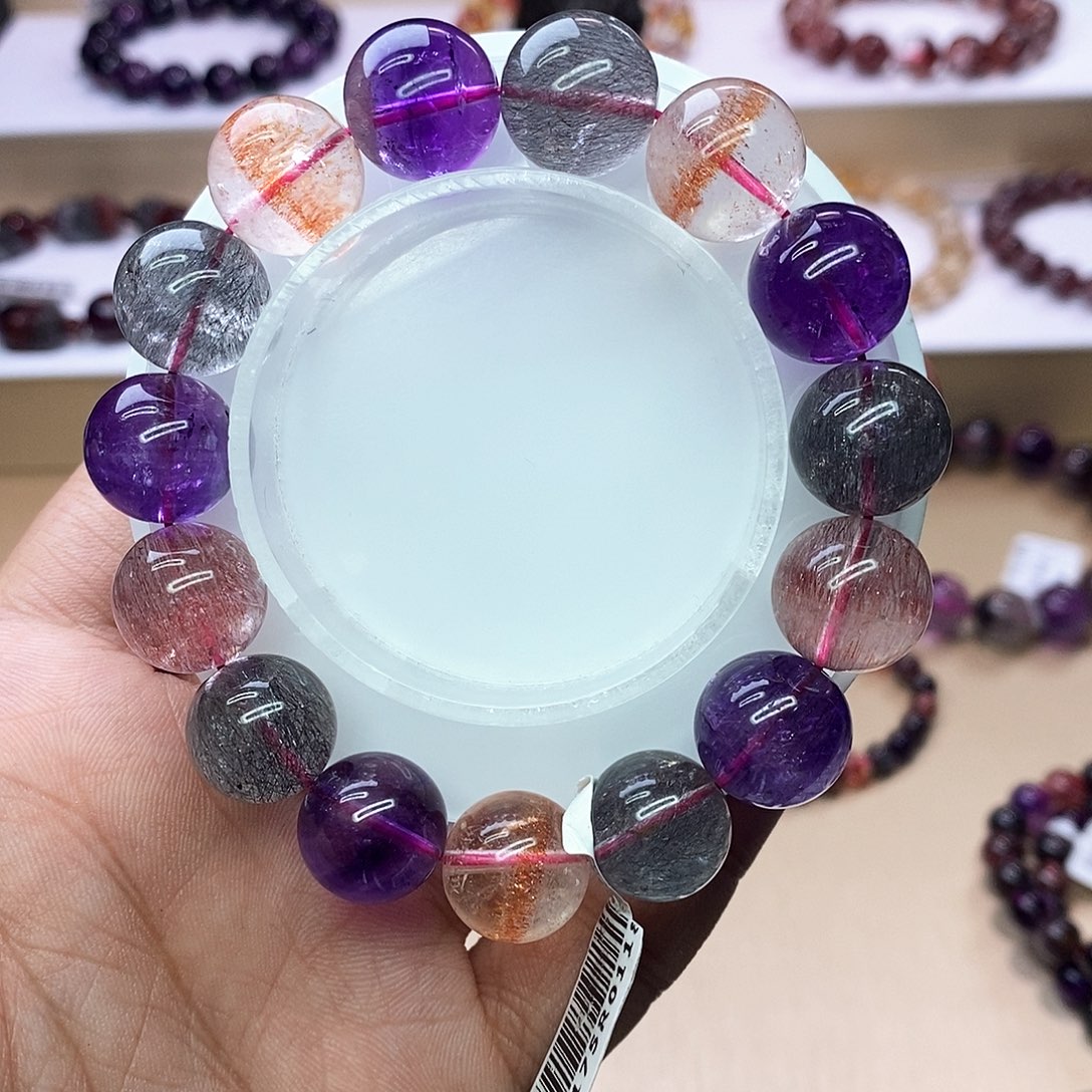 水晶手链未镶嵌黑加仑超七14m