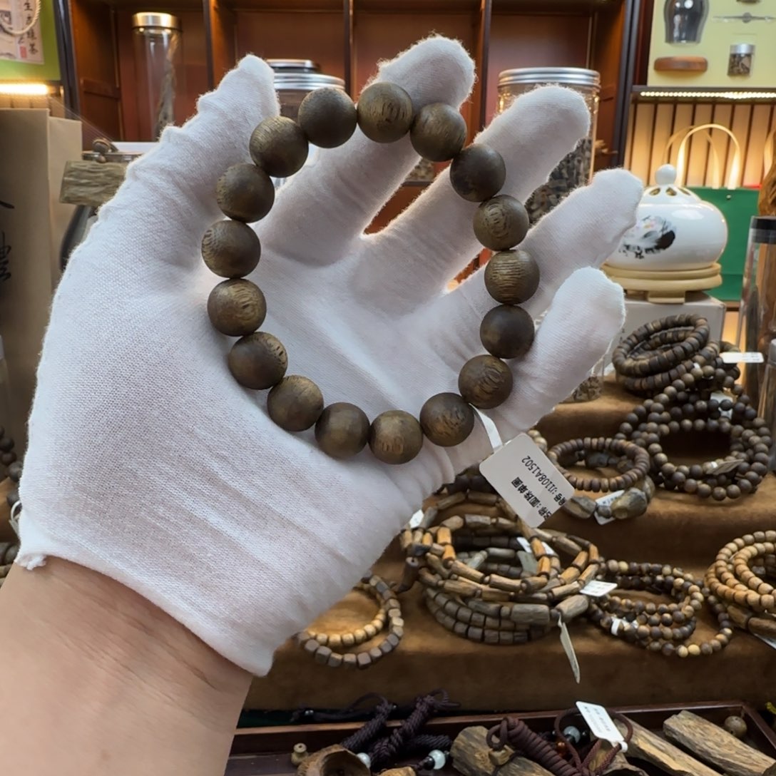 沉香手串没***句圆珠单圈