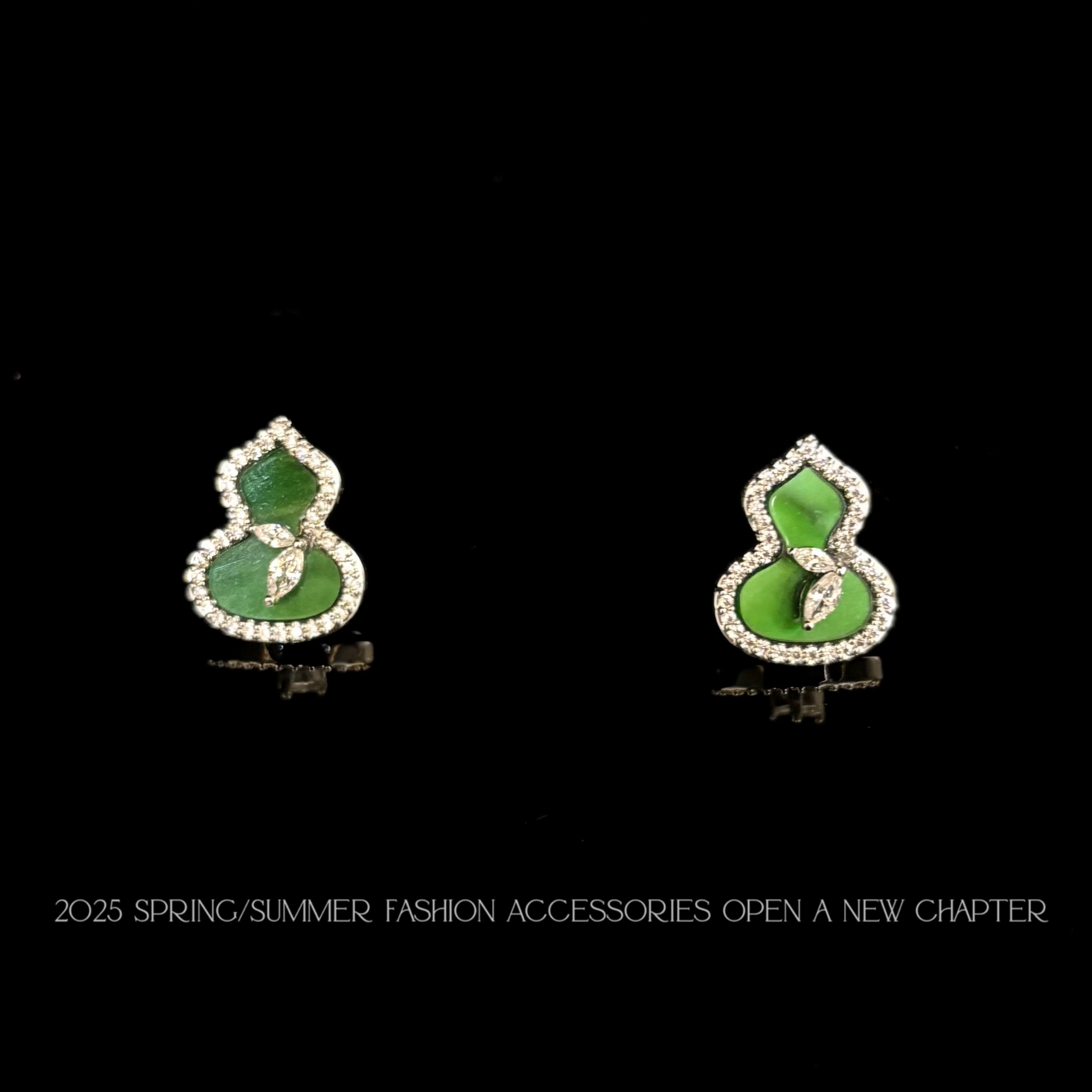 铜合金耳饰 镀K金 2025款C2140【滴绿葫芦】BOBAOLI 耳钉