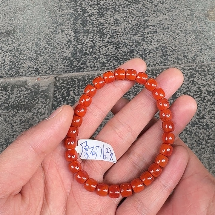 南红玛瑙手链未镶嵌原矿南红手串7mm瓦西玫瑰锦直切