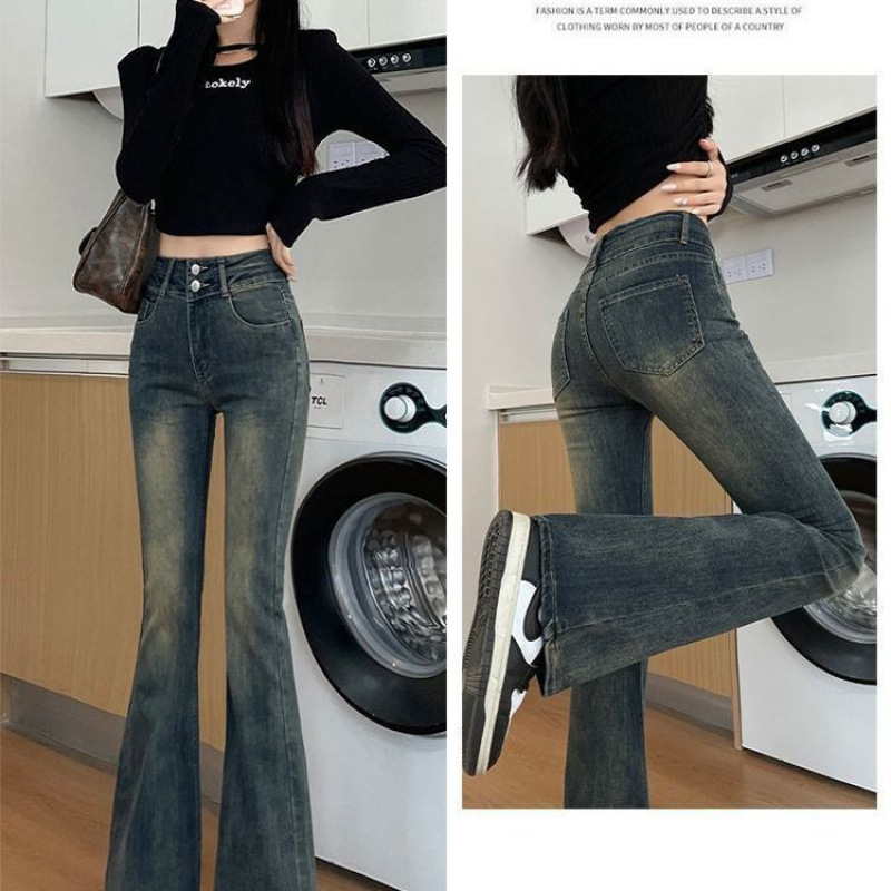 直播链接：2025冬季新款加绒修身显瘦牛仔喇叭裤女