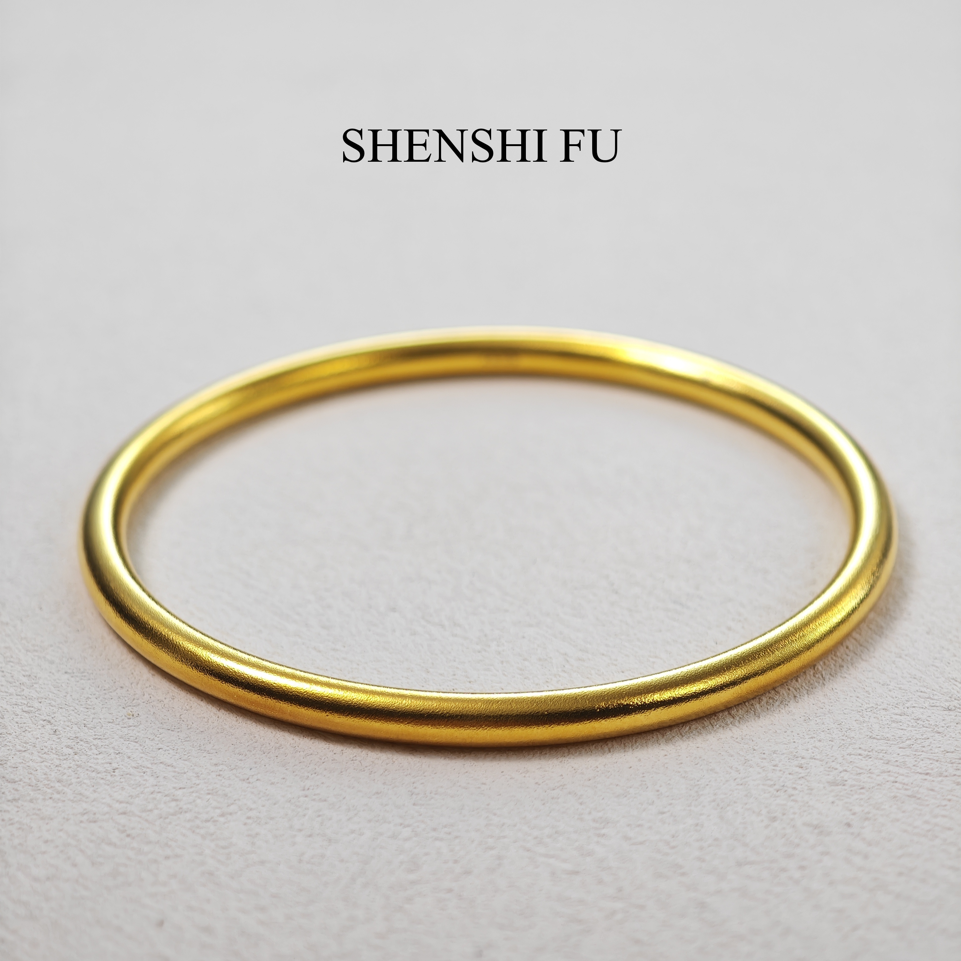 足银手镯 足银素圈工艺手镯实心经典百搭手工复古时尚传承金素圈