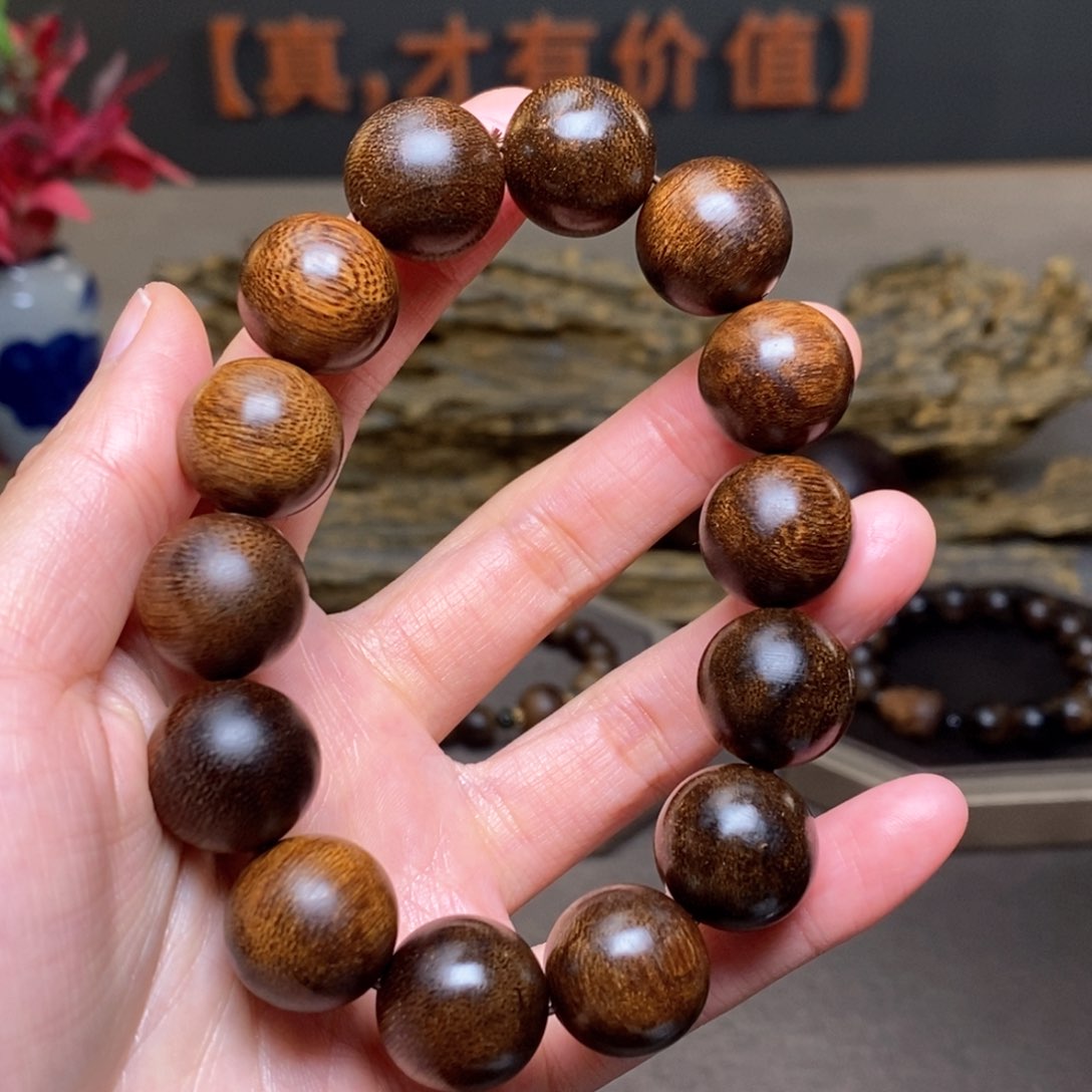 沉香手串越南富森红土糖结玉化1.6