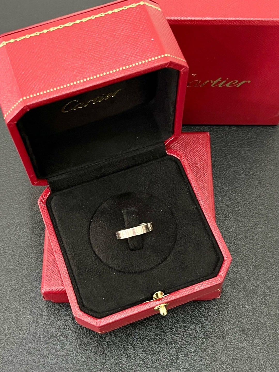 90新 Cartier/卡地亚 love 系列窄版 白金戒指47码 