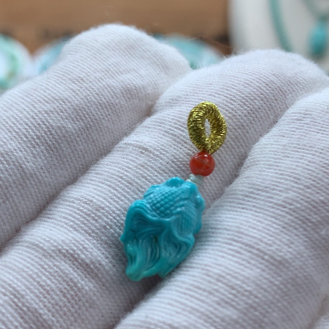 绿松石未镶嵌原矿绿松石小鱼侧挂