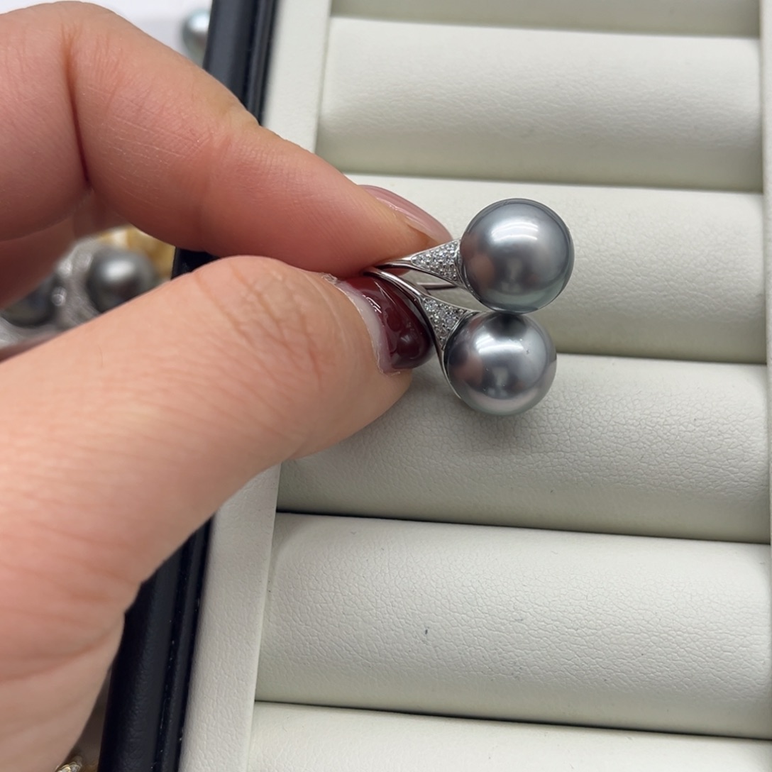 海水珍珠银S925镶嵌耳饰