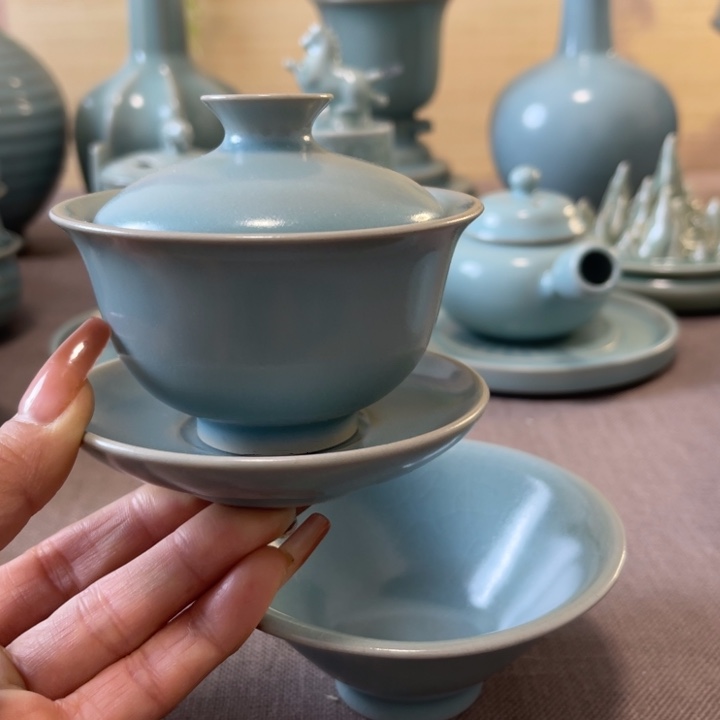 瓷片三才元宝盖碗➕杯子