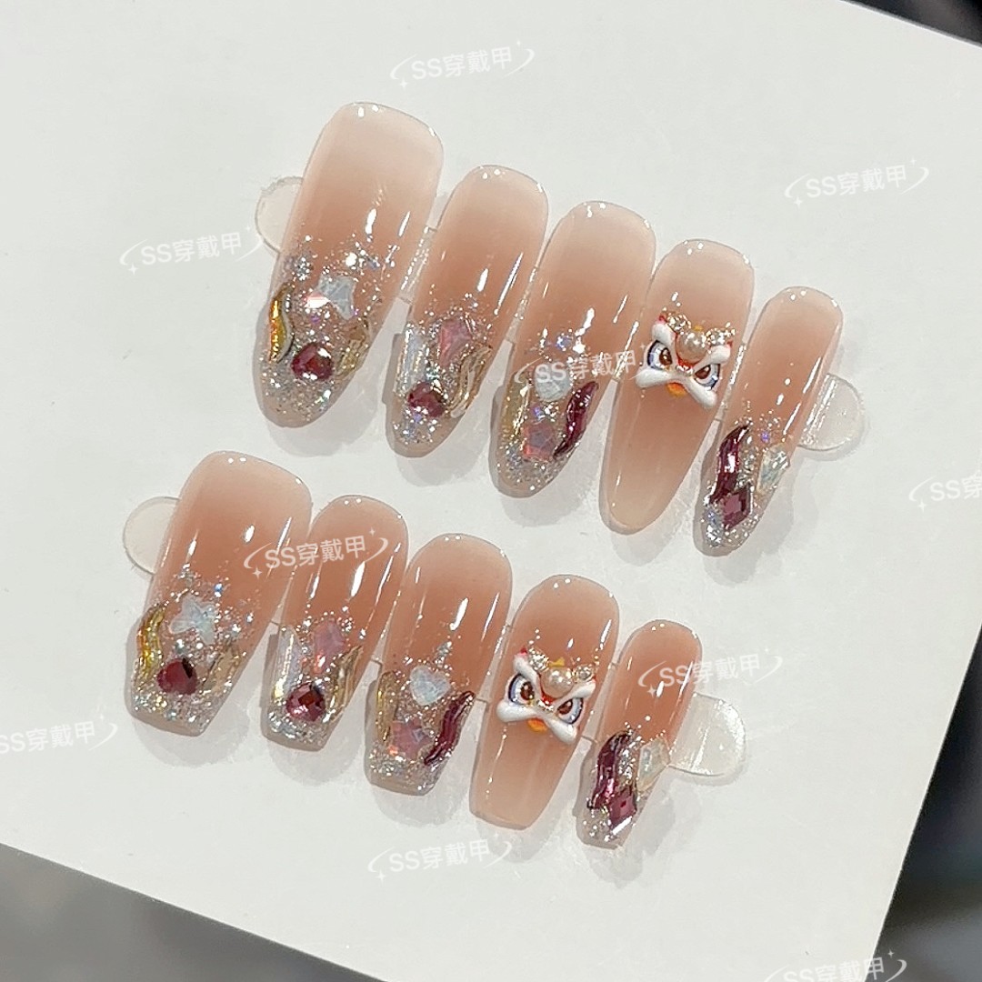 【炫光醒狮】高端爆款纯手工穿戴甲片绵密高级猫眼