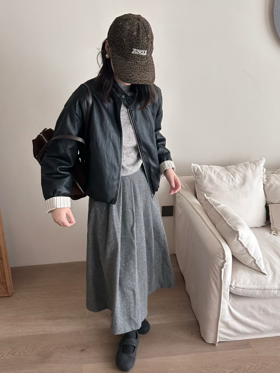 2025冬装新款立领一粒扣pu皮衣撞色内胆90白鸭绒羽绒服女