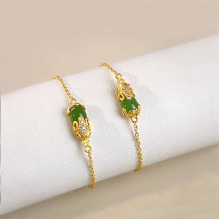 1888/ ZY888-734和田玉碧玉轻奢925银镶手链/多样性发/一件