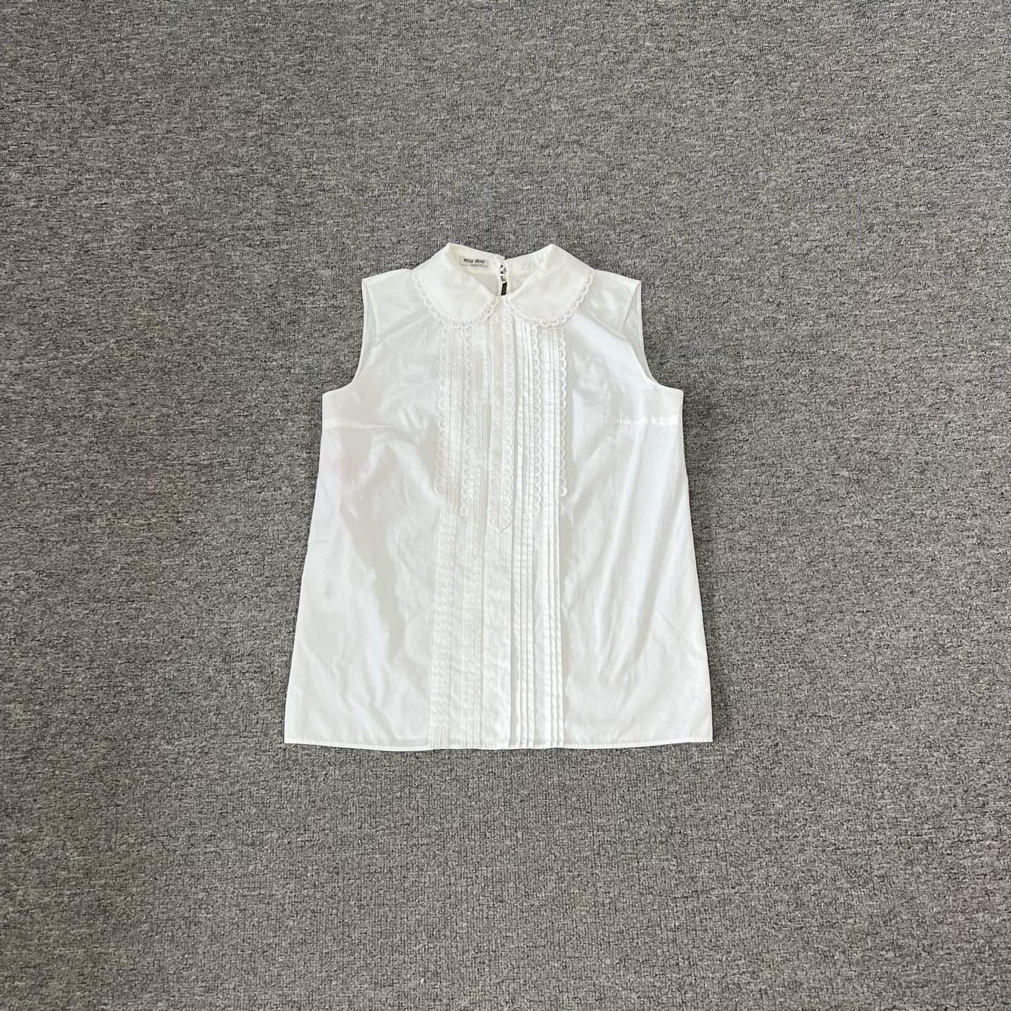 99新 MIU MIU/缪缪 白色 娃娃领 无袖衬衫 36码