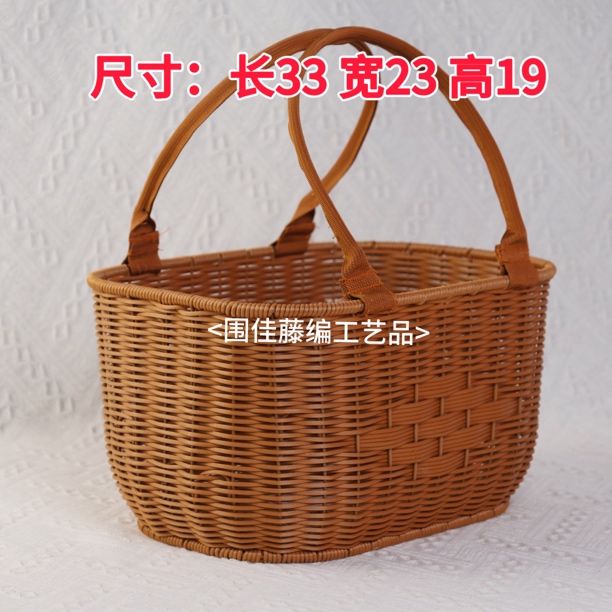 TY26牛津布方形手提篮】简约手提包超市买菜购物篮户外野餐篮仿藤