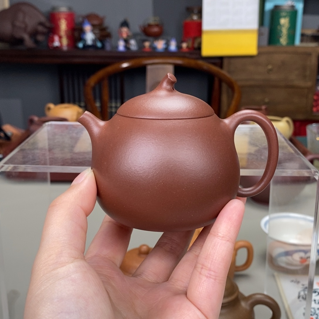 紫砂茶壶黄龙源底槽清茄瓜170cc半手