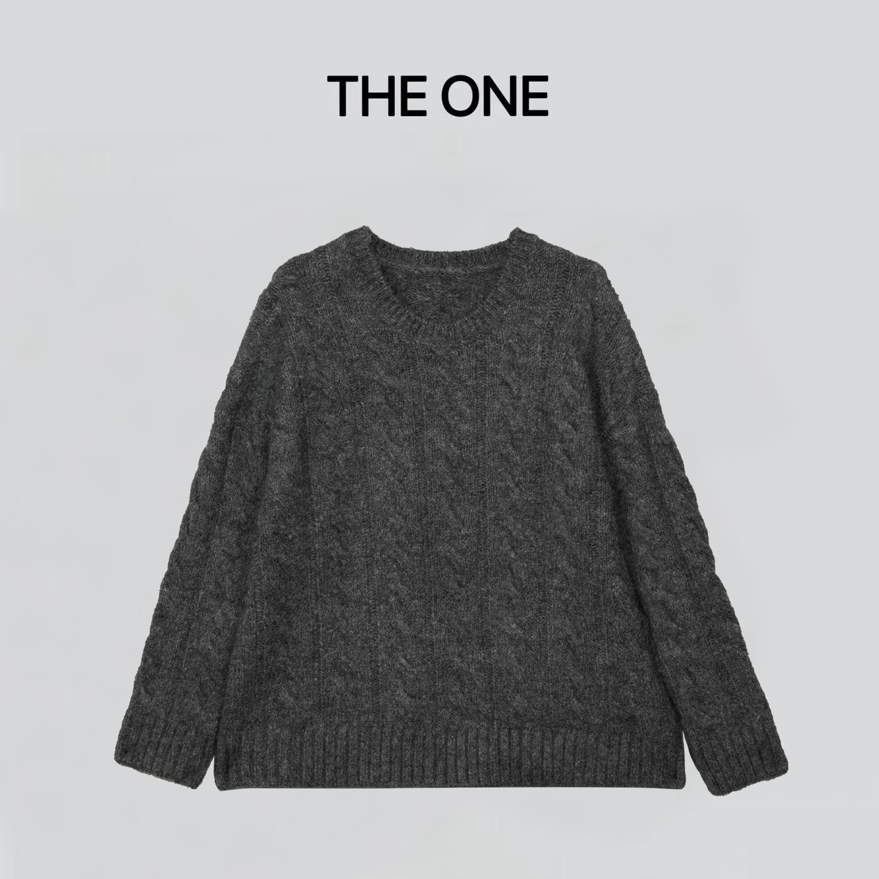 The One【灰调叙事】宽松慵懒风软糯麻花长袖毛衣N54Q0703