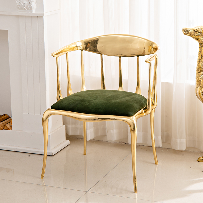 黄铜牛皮椅子客厅餐厅椅子家居装装饰品摆件