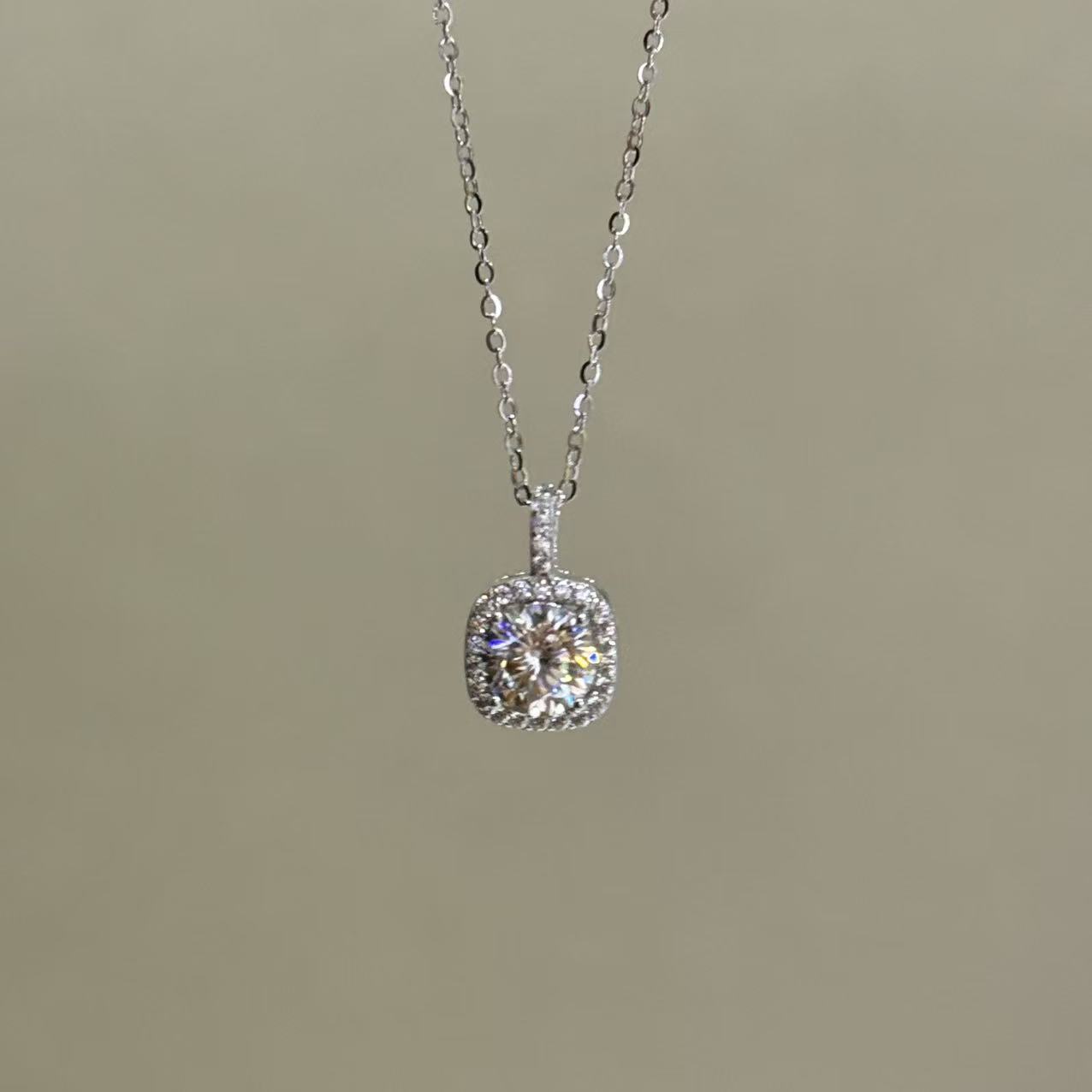 坠链均925银莫桑石 【雪糕专属】04091 小方糖s925银项链