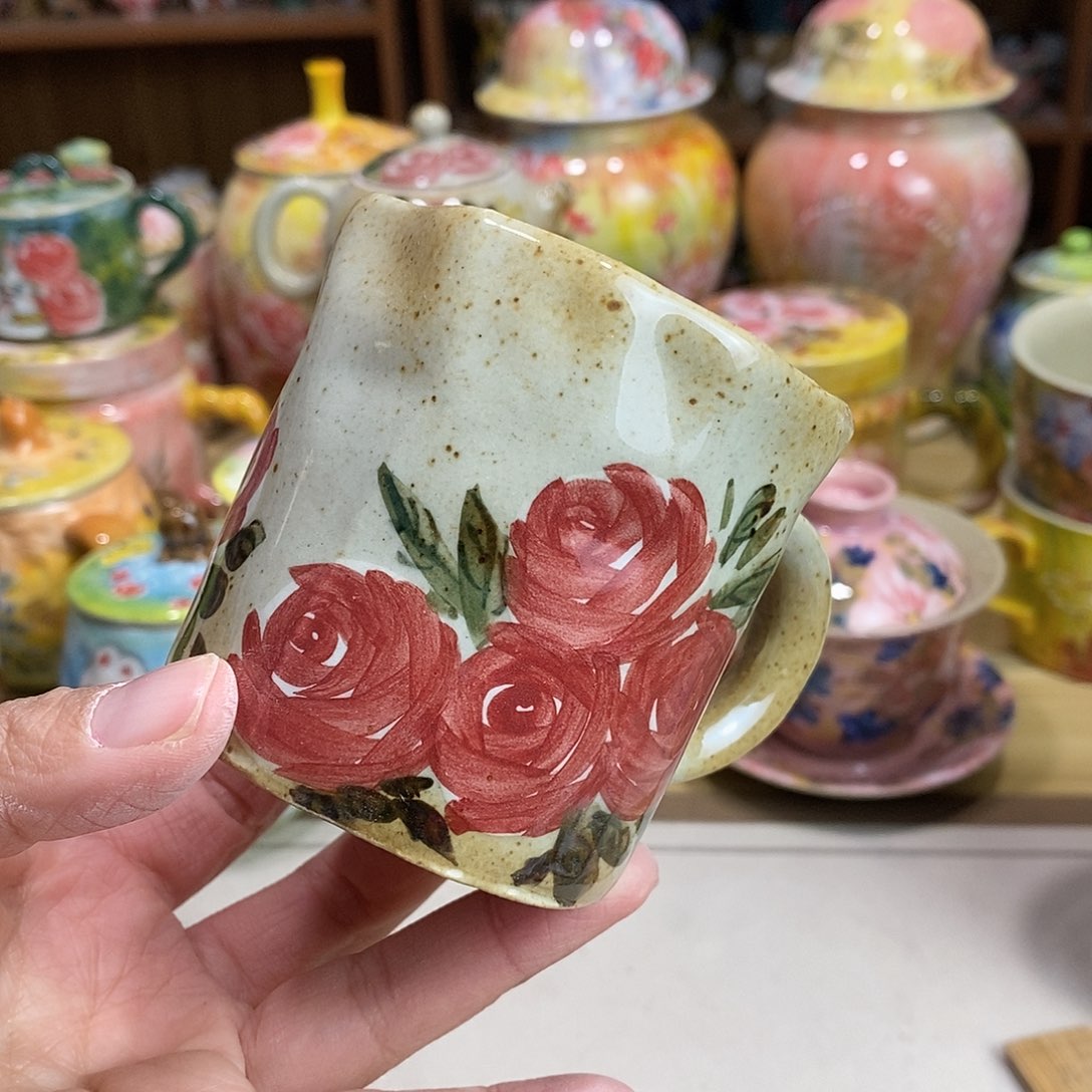 瓷片新年快乐手绘陶瓷