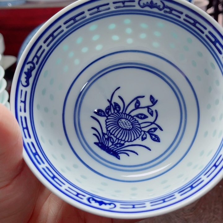 青花玲珑5寸饭碗兰花
