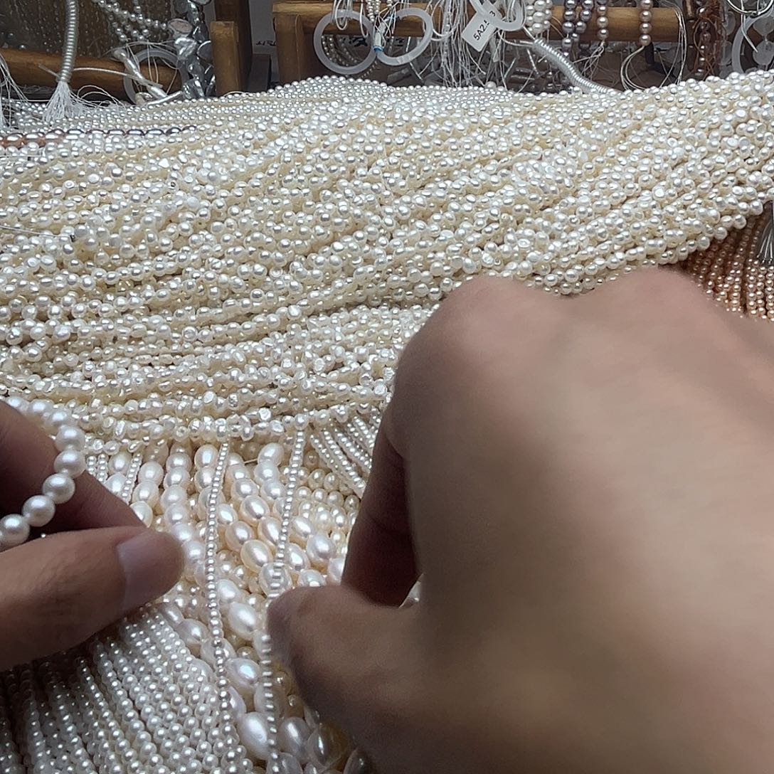 木***子淡水珍珠未镶嵌半成品卡6枣珠无核50厘米