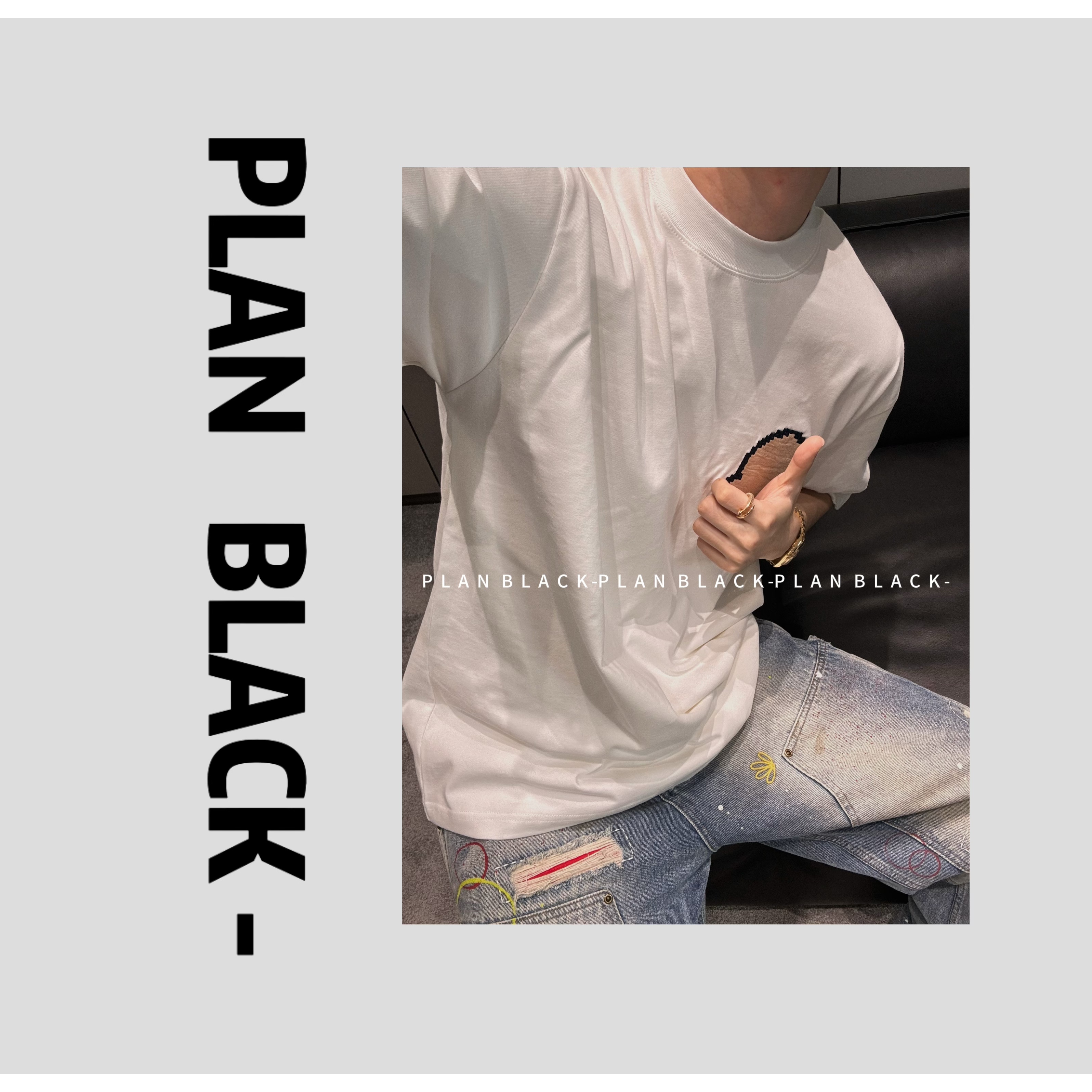 陈发财【像素胸标】可圈可点！优秀单品新款情侣百搭极简T恤6624