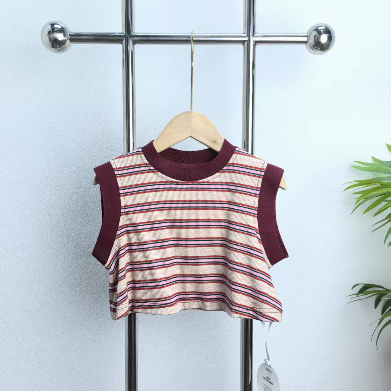 【2158】红条纹背心B8-8
