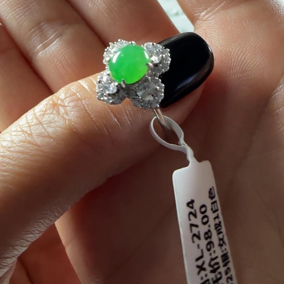 翡翠银S925镶嵌戒指